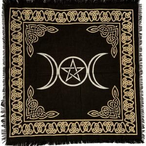 Witchcraft~Gold Bordered Pentagram Altar Cloth (24-inch x 24-inch)