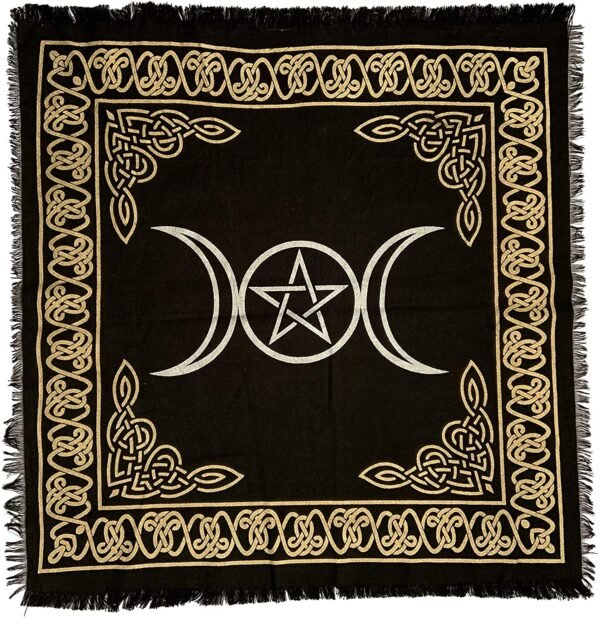 Witchcraft~Gold Bordered Pentagram Altar Cloth (24-inch x 24-inch)