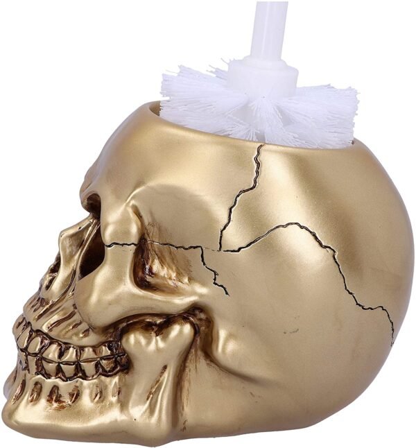 Magicun N.Giftware~Death Golden Skull Toilet Brush Holder, 16.4cm, Gold