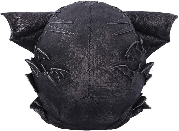 Artist Collections~ Spiral Dark Gothic Bat Skull Figurine Ornament, Black, 19cm