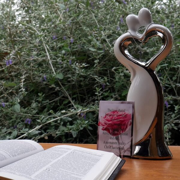 Magic  Collection~epiphaneia Christian Wedding Statue with Poem and Cross in Heart - Wedding Gifts for The Couple in Love, Engagement, Anniversary, Bridal Shower, Present for Bride & Groom, Religious Marriage