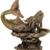 Magic  Collection~Top Collection Daydreaming Mermaid Statue- Hand-Painted Decorative Thinking Mermaid Sculpture with Antique Bronze Finish Look- 6.75-Inch Collectible Fantasy Figurine