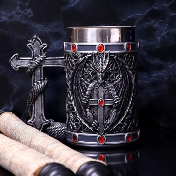 Dark Collection~Exclusive Silver Dragon Obsidian Tankard, 17.5cm