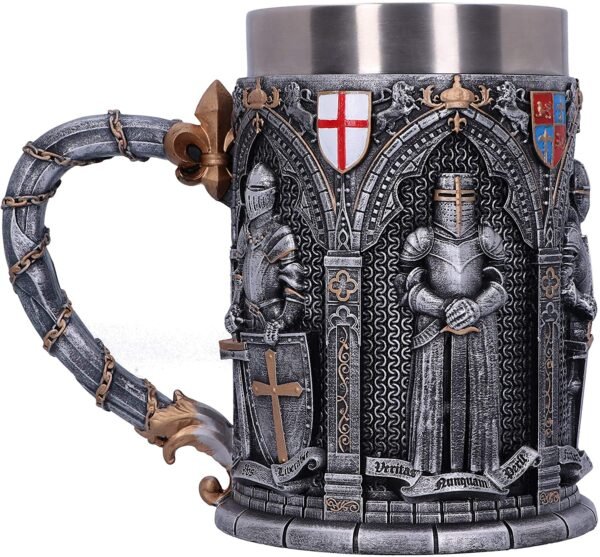 Mythology Collection~ B5167R0 Vow English Armoured Knight Latin Oath Tankard, Silver, 15.3cm