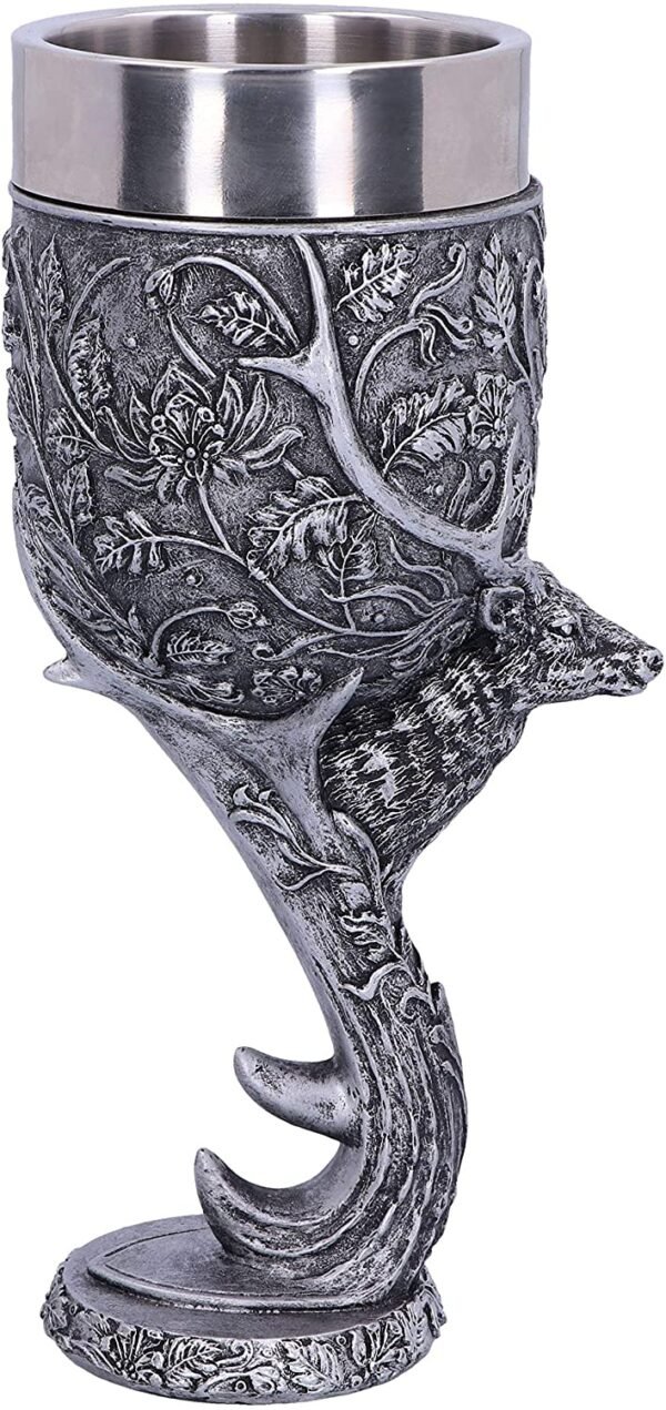Magicun N.Giftware~Monarch of The Glen Stags Head Goblet Wine Glass, 18cm, Silver