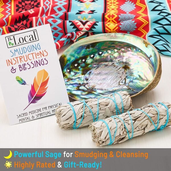 Witchcraft~Origins Smudging Kit - 2 White Sage Smudge Stick + Abalone Shell Bowl | Sustainably Sourced Healing Incense for Home Cleansing, Protection, Meditation, Positive Energy