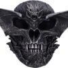 Artist Collections~ Spiral Dark Gothic Bat Skull Figurine Ornament, Black, 19cm