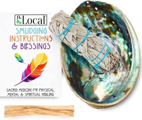 Witchcraft~Origins Smudging Kit - White Sage Smudge Stick + Palo Santo + Abalone Shell Bowl | Sustainably Sourced Healing Incense for Home Cleansing, Protection, Meditation, Positive Energy