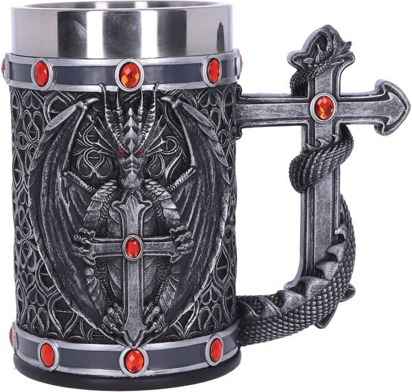 Dark Collection~Exclusive Silver Dragon Obsidian Tankard, 17.5cm