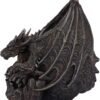Artist Collections~ Spiral Dark Gothic Draco Skull Dragon Figurine Ornament, Brown, 19cm