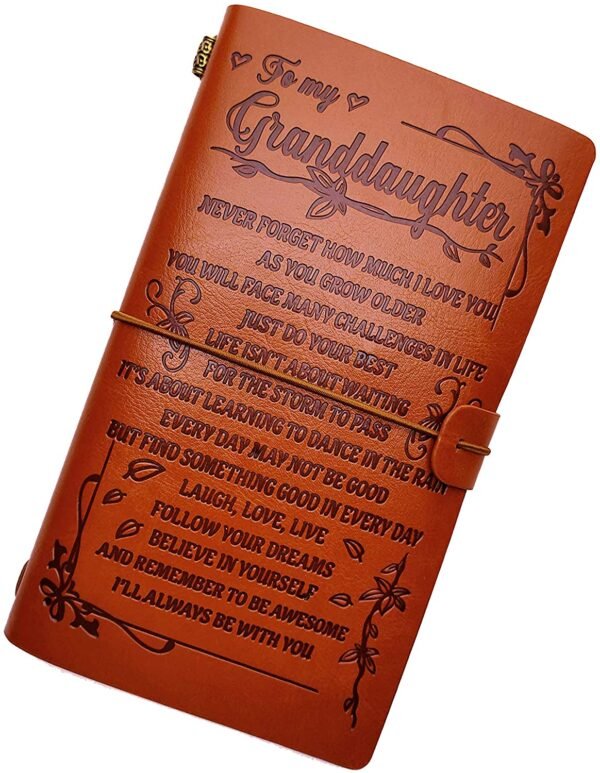 Witchcraft~to My Granddaughter Leather Journal -Follow Your Dreams and Remember to Be Awesome I’ll Always Be with You - 2 Refillable Notepads Writing Diary Gift for Girls(to Granddaughter)