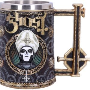 Magicun N.Giftware~B4857P9 Licensed Ghost Papa Emeritus III Meliora Gold Tankard, Resin w. Stainless Steel