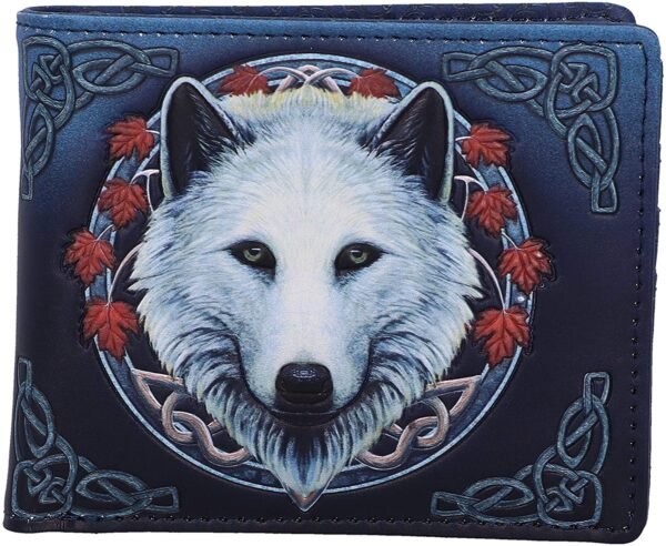 Magicun N.Giftware~Lisa Parker Guardian of The Fall White Autumn Wolf Wallet, 11cm, Blue