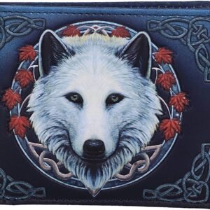 Artist Collections~ Lisa Parker Guardian of The Fall White Autumn Wolf Wallet, Blue, 11cm