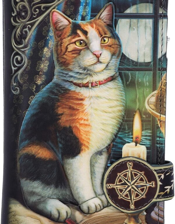 Artist Collections~ Lisa Parker Adventure Awaits Calico Cat Ship Embossed Purse, Black, 18.5cm