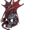 Artist Collections~ Spiral Serpent Infection Dragon and Mutated Skull Wall Plaque, Red, 31.5cm