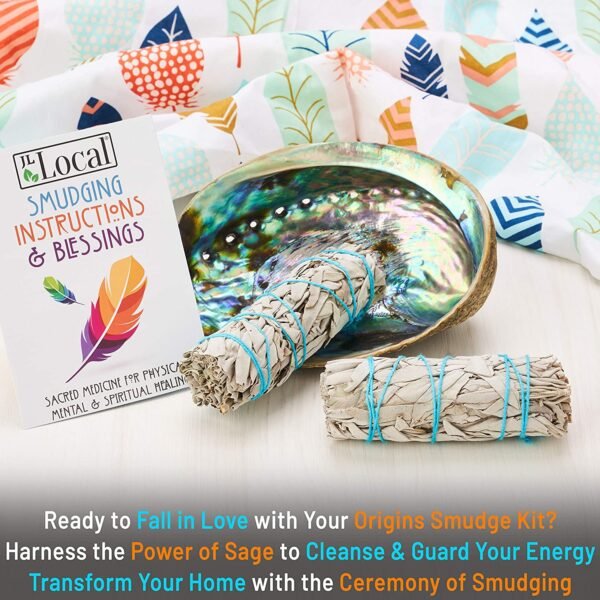 Witchcraft~Origins Smudging Kit - 2 White Sage Smudge Stick + Abalone Shell Bowl | Sustainably Sourced Healing Incense for Home Cleansing, Protection, Meditation, Positive Energy