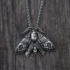 SanLan Death Head Moth Pendant Necklace Wicca Jewelry Goth Moth and The Moon