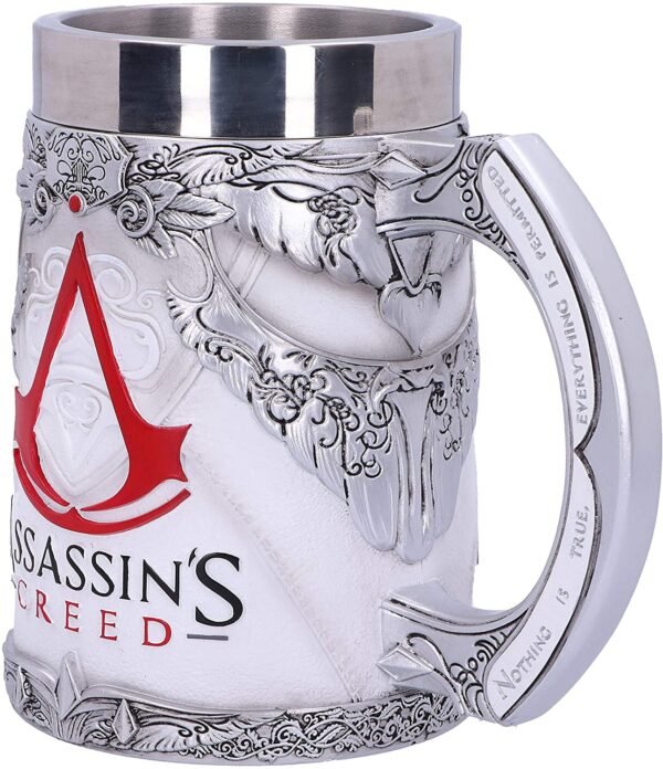 Gaming collectables~ B5296S0 Officially Licensed Assassins Creed White Game Tankard, Resin w. Stainless Steel