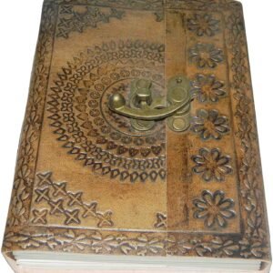 Witchcraft~M&N Handmade Tanned Leather Journal, Notebook, Blank Pages, Metal Clasp, 7"x5"
