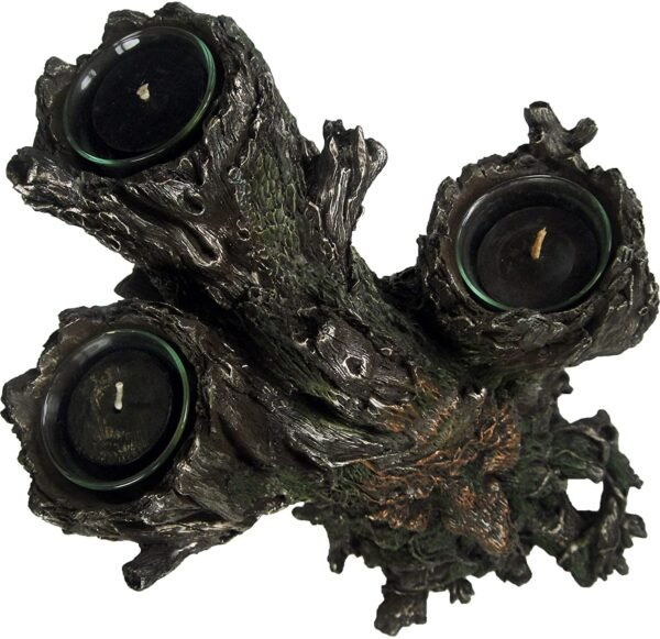 Light Collection~Green Man Tri Tealight Holder 25cm Brown