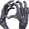 Magicun N.Giftware~Gothic Mummified Love Heart Hands Jewellery Dish Holder, 22cm, Silver