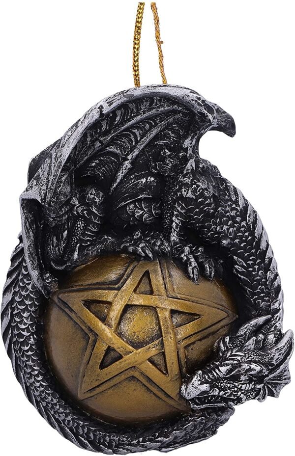 Fantasy Collection~ Caspar Festive Hanging Dragon Ornament, Gold, 8.89cm