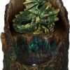 Fantasy Collection~ Arboreal Hatchling Green Dragon in Tree Trunk Light Up Figurine, Red, 10.8cm