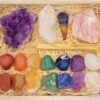 Healing Crystals Kit in Wooden Box - 7 Chakra Set Tumbled Stones, Rose Quartz, Amethyst Cluster, Crystal Points, Chakra Pendulum