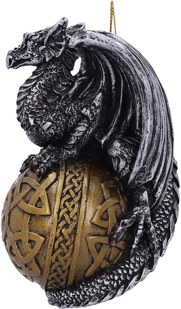 Fantasy Collection~ Balthazar Festive Hanging Dragon Ornament, Gold, 10.16cm