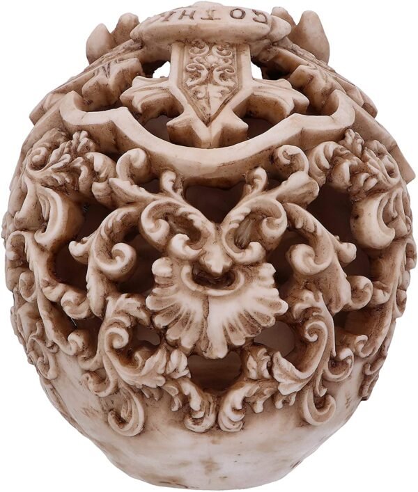 Dark Collection~Gothic Design Carved Skull Figurine Ornament, Natural, 19cm