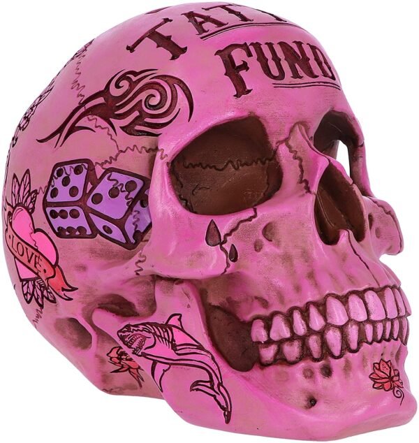 Dark Collection~Natural Bone Coloured Traditional, Tribal Tattoo Fund Skull, Polyresin, One Size