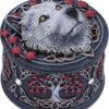 Magicun N.Giftware~White Lisa Parker Guardian of The Fall Autumn Wolf Trinket Box, 11cm