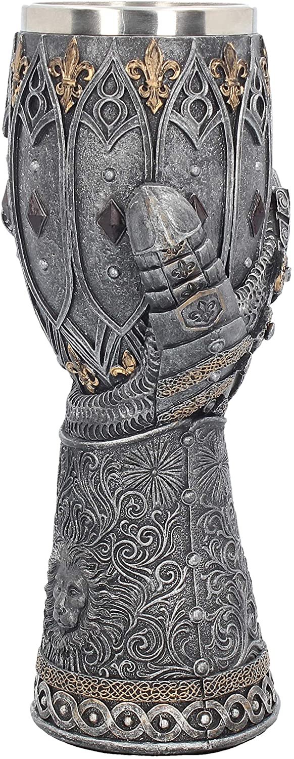 Mythology Collection~ B2404G6 Lionheart Armoured Glove, Silver, Resin with Stainless Steel Insert