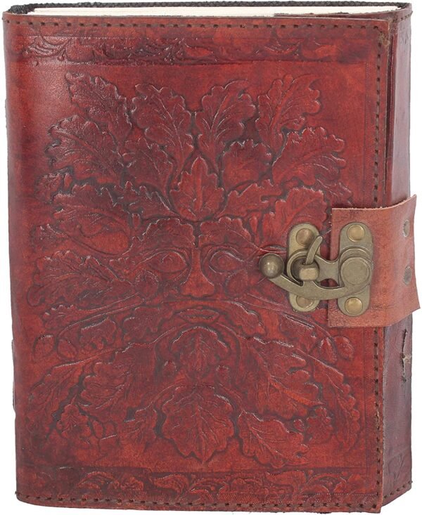 Light Collection~Greenman Leather Embossed Journal & Lock 15 x 20cm, Brown
