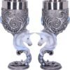 Magicun N.Giftware~Enchanted Twin Unicorn Heart Set of Two Goblets, 18.5cm, Silver