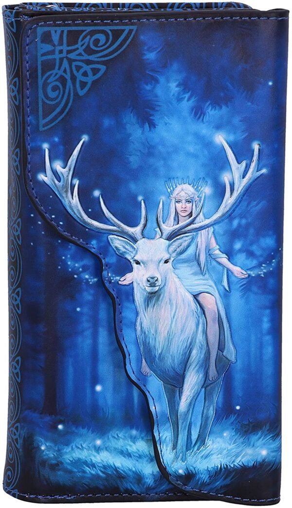 Magicun N.Giftware~Anne Stokes Fantasy Forest Elven Queen and Stag Embossed Purse, 18.5cm, Blue