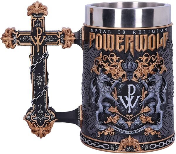 Band Merchandise~ Officially Licensed Powerwolf Metal is Religion Rock Band Tankard, Black, 17.5cm
