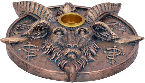 Magicun N.Giftware~Baphomet's Prayer Sabbatic Goat Incense Stick and Candle Holder, 12.6cm, Bronze