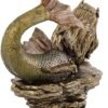 Magic  Collection~Top Collection Daydreaming Mermaid Statue- Hand-Painted Decorative Thinking Mermaid Sculpture with Antique Bronze Finish Look- 6.75-Inch Collectible Fantasy Figurine