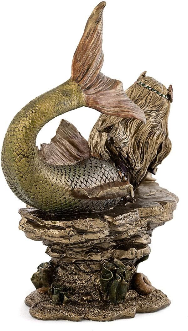 Magic  Collection~Top Collection Daydreaming Mermaid Statue- Hand-Painted Decorative Thinking Mermaid Sculpture with Antique Bronze Finish Look- 6.75-Inch Collectible Fantasy Figurine
