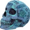 Dark Collection~Aqua Blue Traditional, Tribal Tattoo Fund Skull, Polyresin, One Size