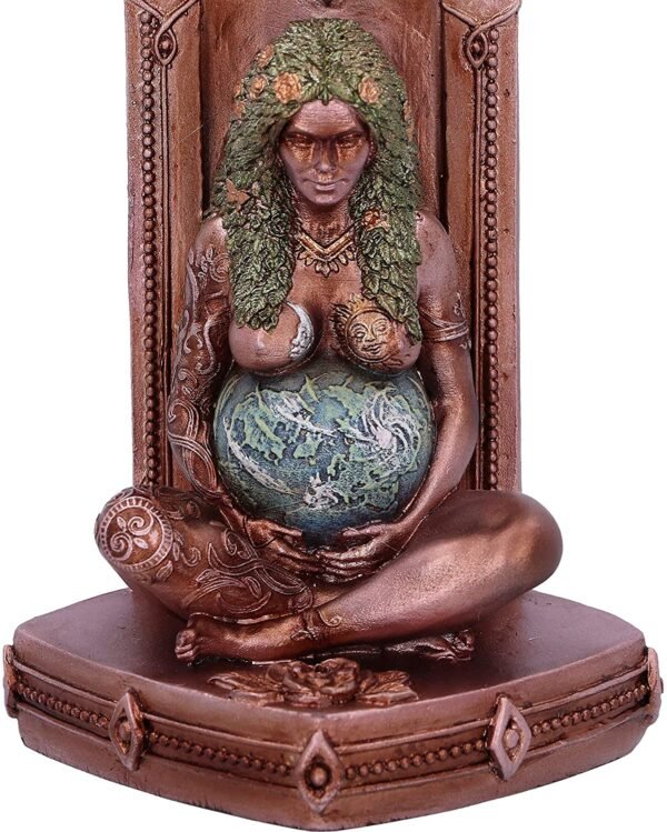 Light Collection~Ethereal Mother Earth Gaia Art Statue Incense Burner, Green, 24cm