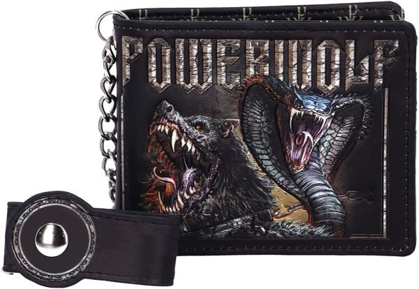 Band Merchandise~ Officially Licensed Powerwolf Kiss of The Cobra King Embossed Wallet, Black, 11cm