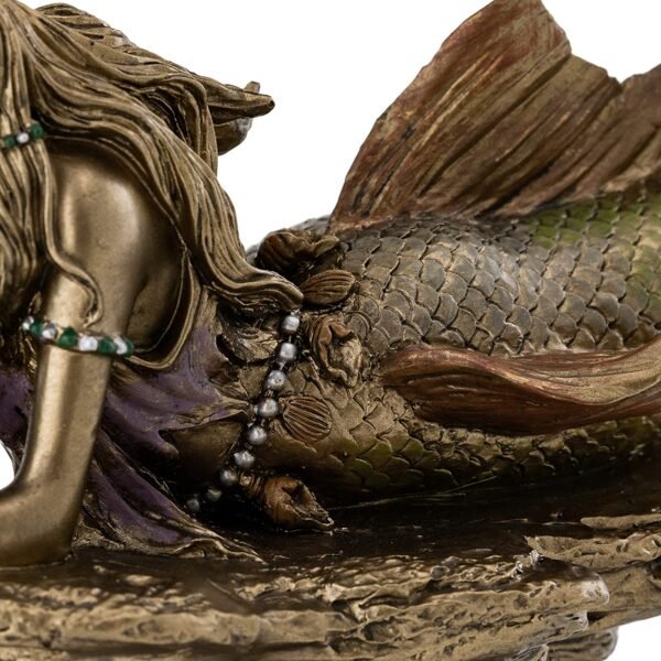Magic  Collection~Top Collection Daydreaming Mermaid Statue- Hand-Painted Decorative Thinking Mermaid Sculpture with Antique Bronze Finish Look- 6.75-Inch Collectible Fantasy Figurine