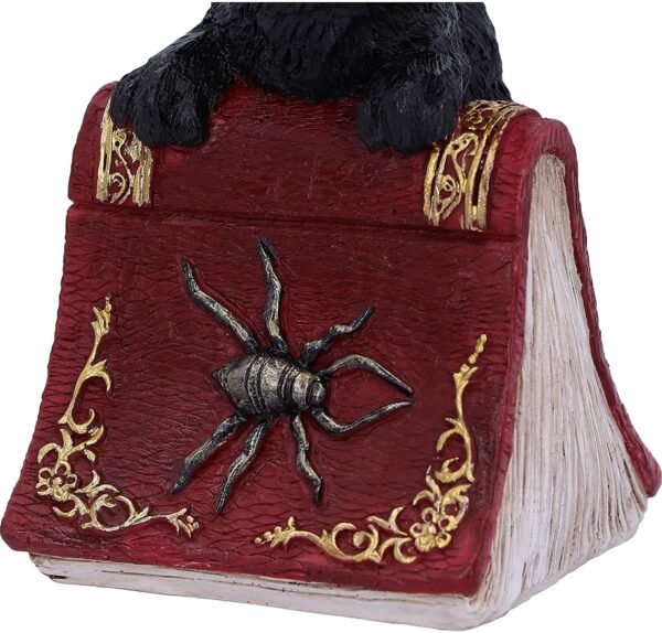 Wiccan Collection~Hocus Small Witches Familiar Black Cat and Spellbook Figurine, Red, 12.7cm