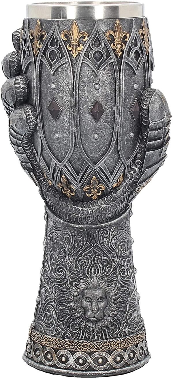 Magicun N.Giftware~Lion Heart Gauntlet Goblet 25cm Silver, Resin w/Stainless Steel Insert, One Size