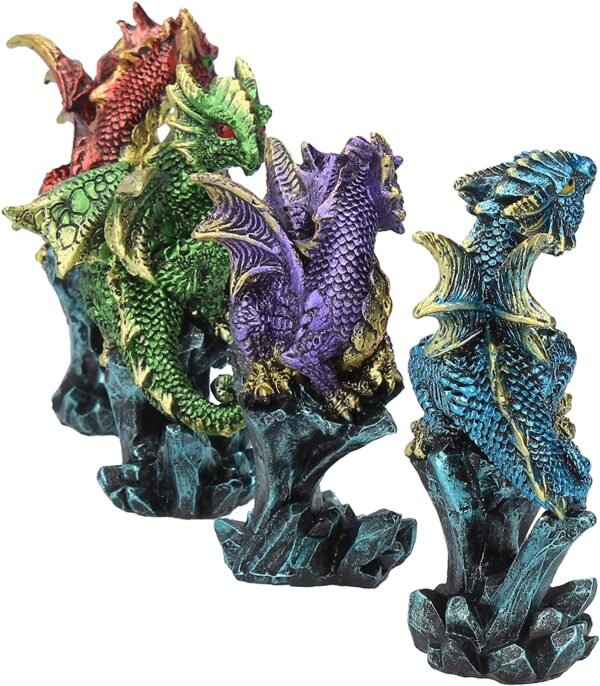 Fantasy Collection~ Dragonling Brood Set of 4, Resin, Metallic Multi-Coloured, 4cm