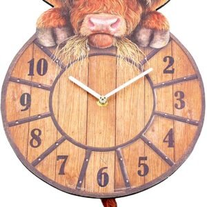 Magicun N.Giftware~Highland Tickin' Clock 25cm Red, MDF