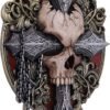 Artist Collections~ Spiral Darkness Cross Baroque Skull and Chains Wall Plaque, Red, 32cm